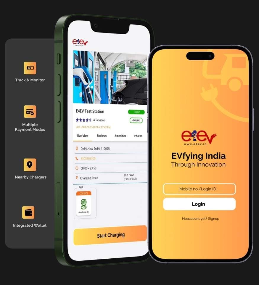 screen of e4ev mobile app
